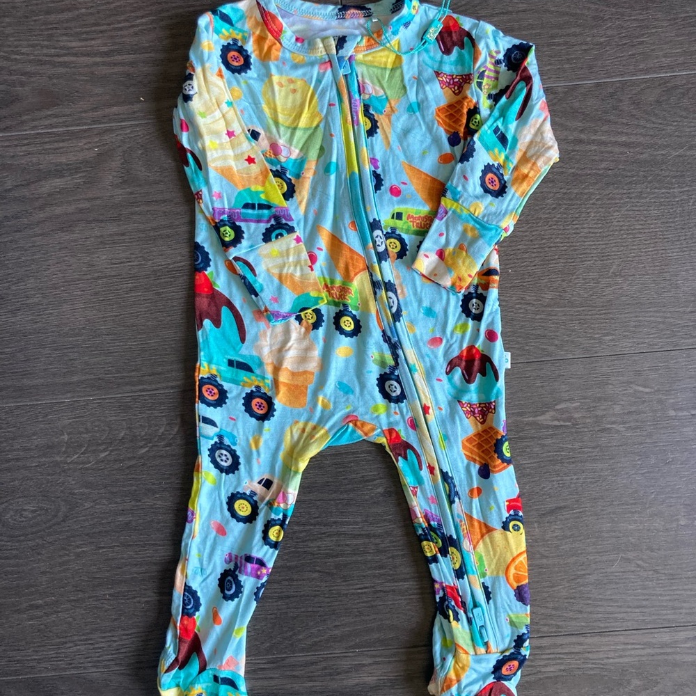 Posh Peanut bamboo 3-6 month monster truck sleeper